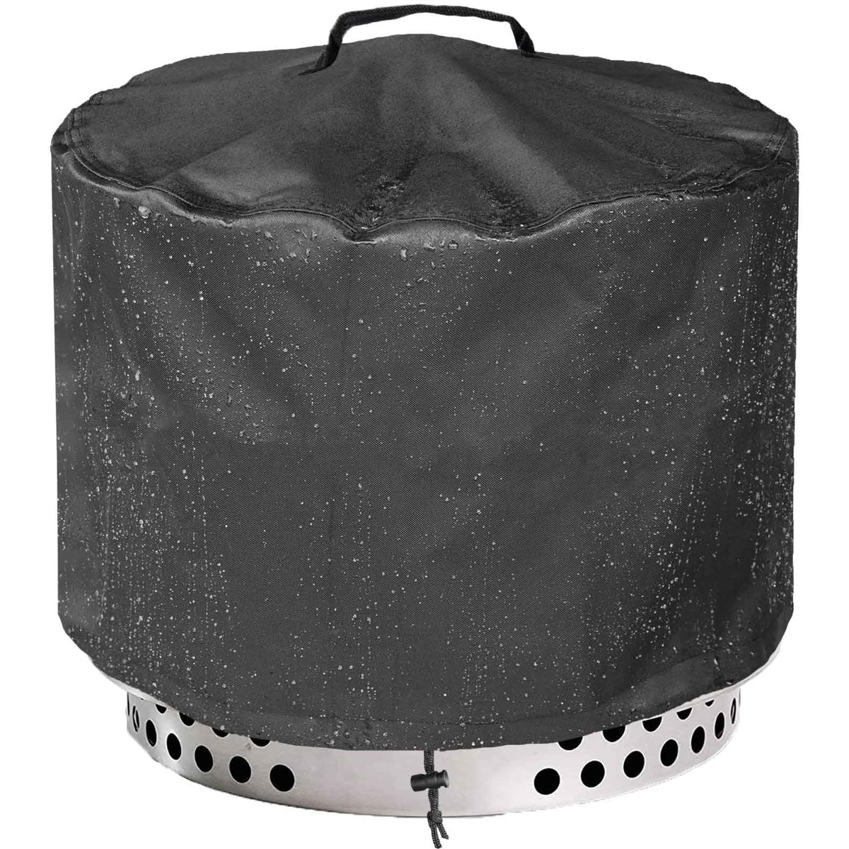 WICKTICK round fire pit cover on Yukon 2.0 protecting 27-28 inch fire pit from weather