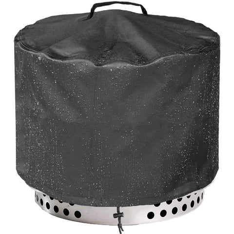 WICKTICK round fire pit cover on Yukon 2.0 protecting 27-28 inch fire pit from weather