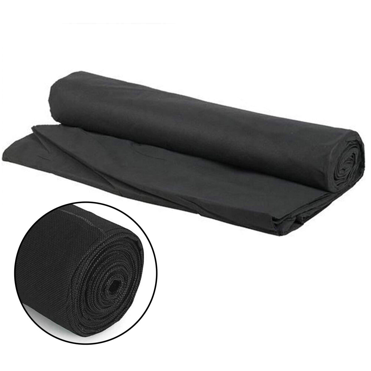 Wideskall weed-barrier-fabric over soil blocks weeds without chemicals.