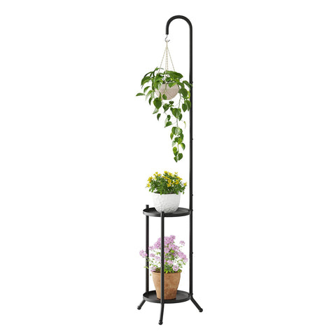 Wieghda 2-tier plant stand with hanging hook for compact indoor displays