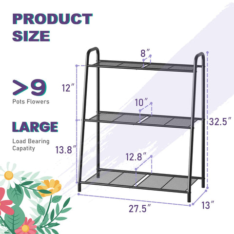 Wieghda plant stand side view showing height-tiered shelf for multiple pots.