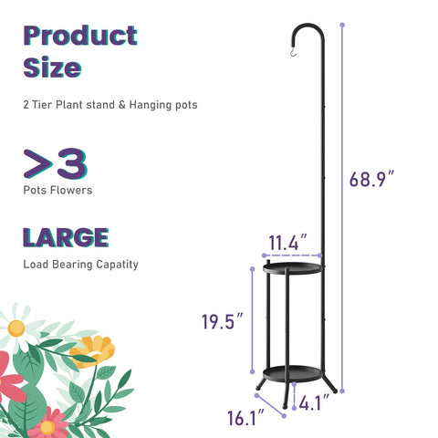 Wieghda rustproof iron plant holder supports heavier pots securely