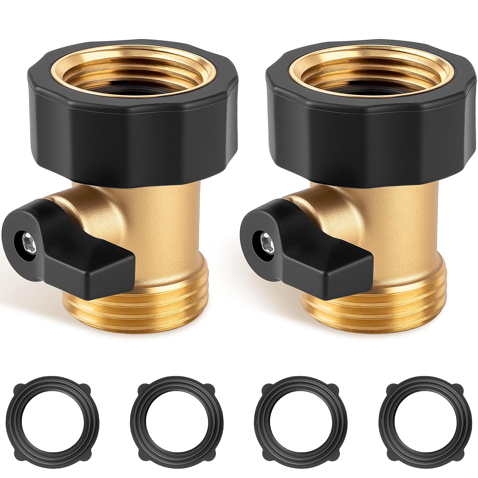WIESVOP brass garden hose shut-off valve close-up showing durable construction