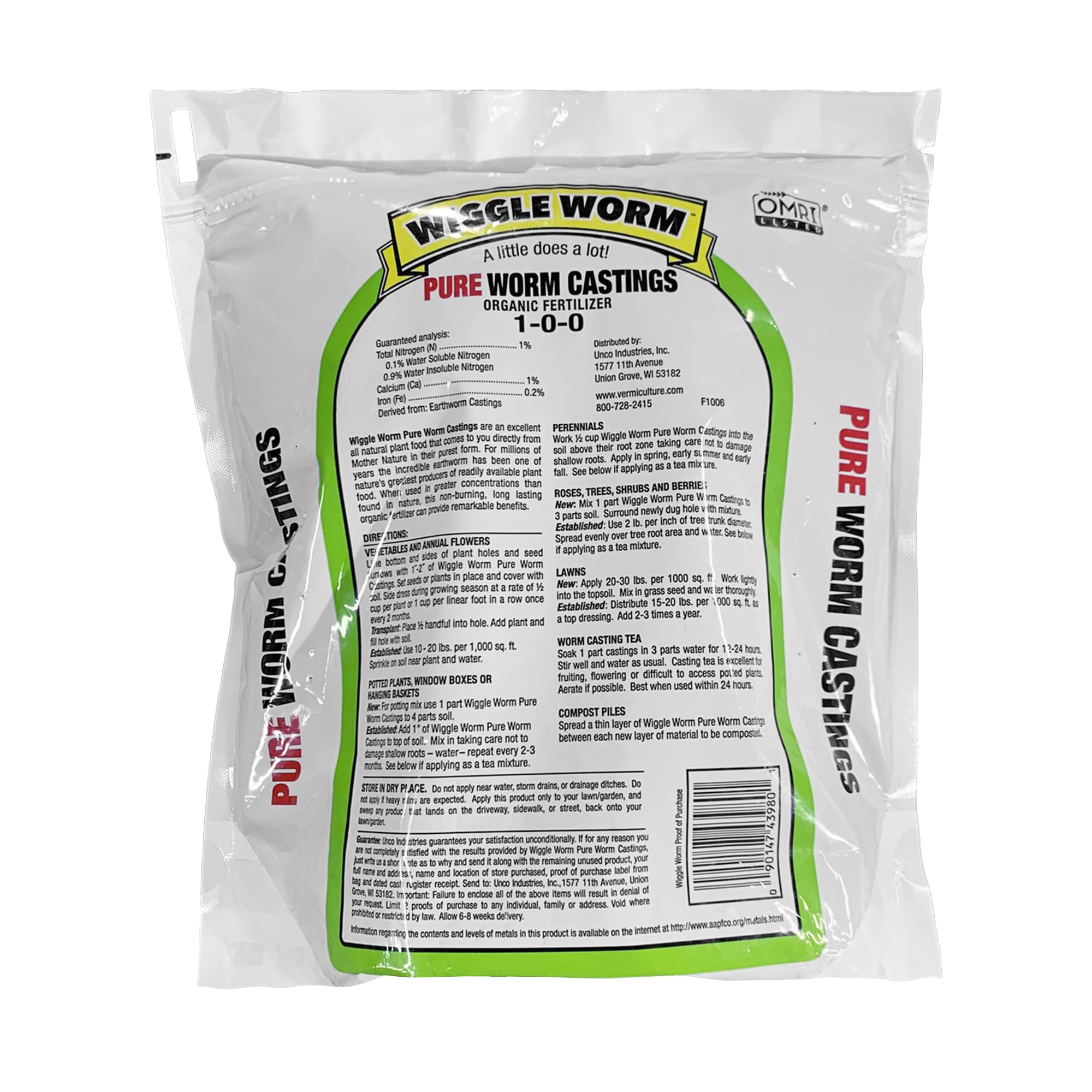 Wiggle Worm bag zipper keeps contents fresh for repeated garden use.