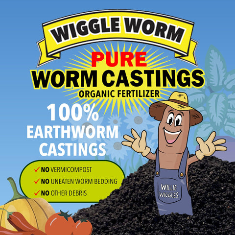 Wiggle Worm castings closeup showing pure mineral-dense material for nutrient-rich soil.