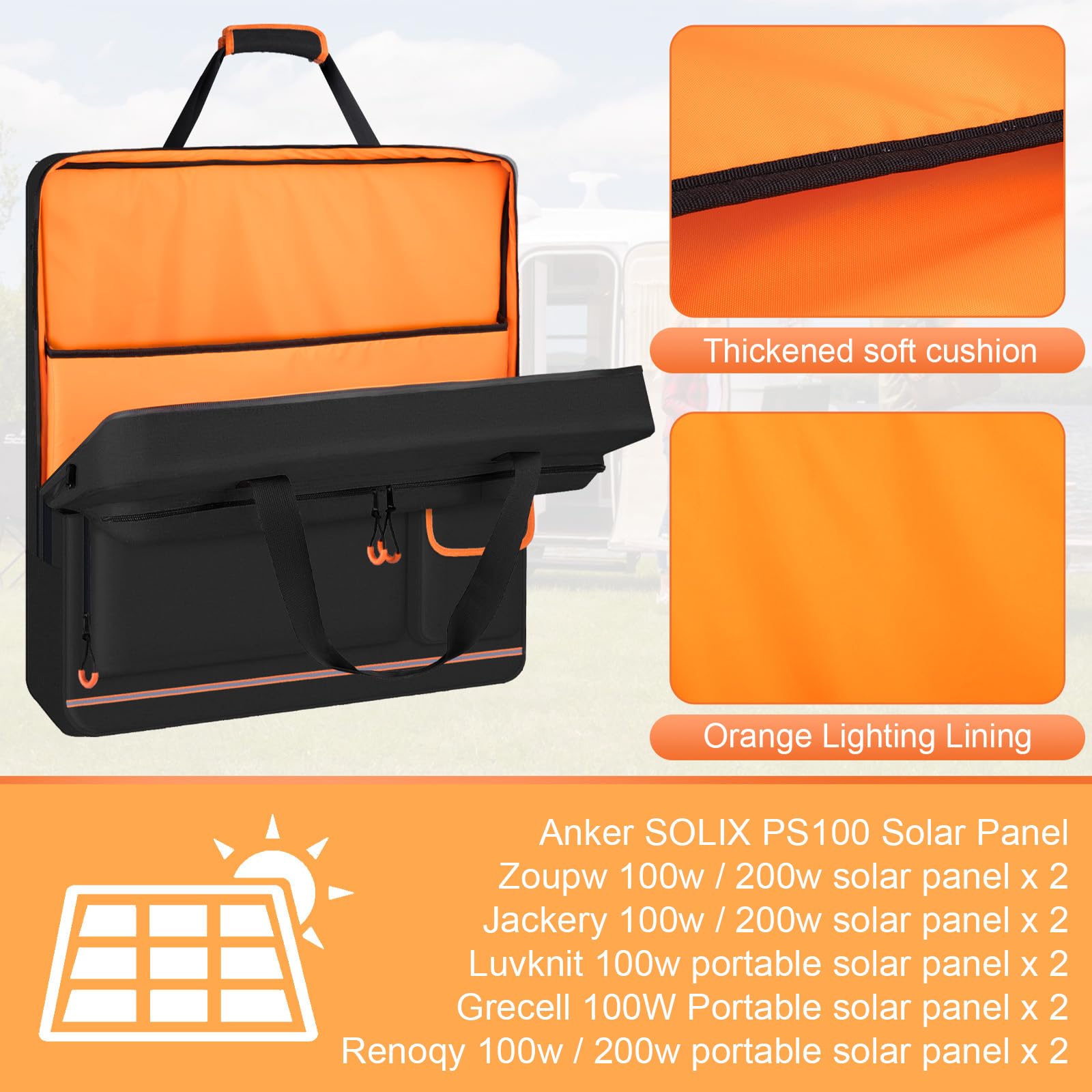 Deep opening main compartment facilitates easy loading of two panels.