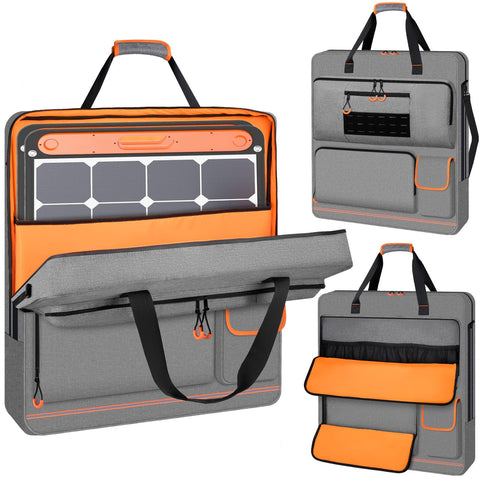 Wigojoy solar panel bag with orange lining, deep opening facilitates quick loading