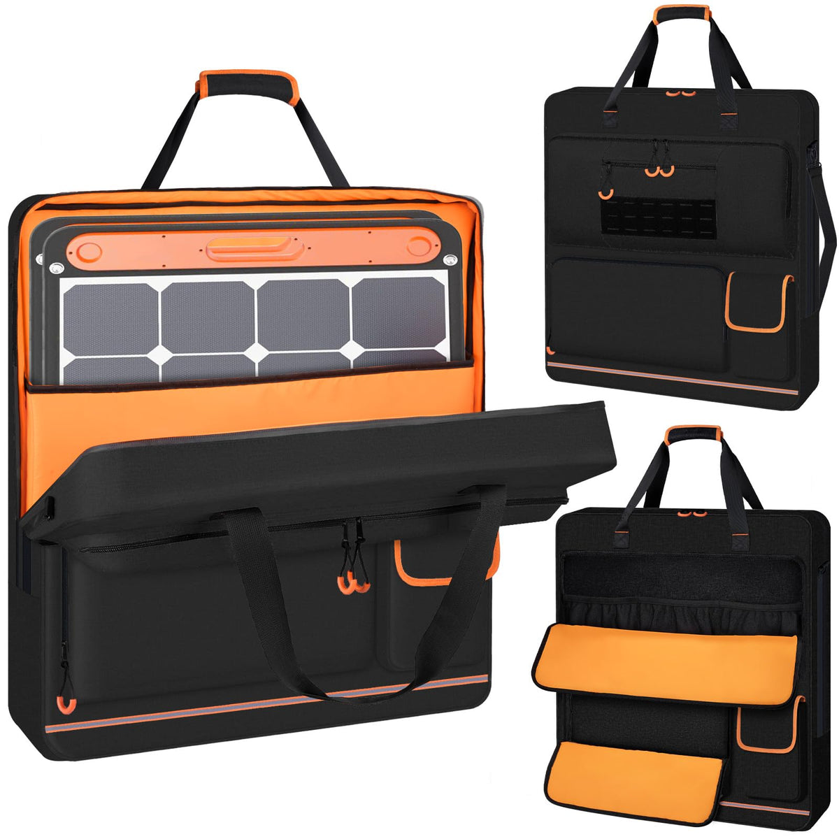 Wigojoy solar panel bag with orange lining for organized transport.