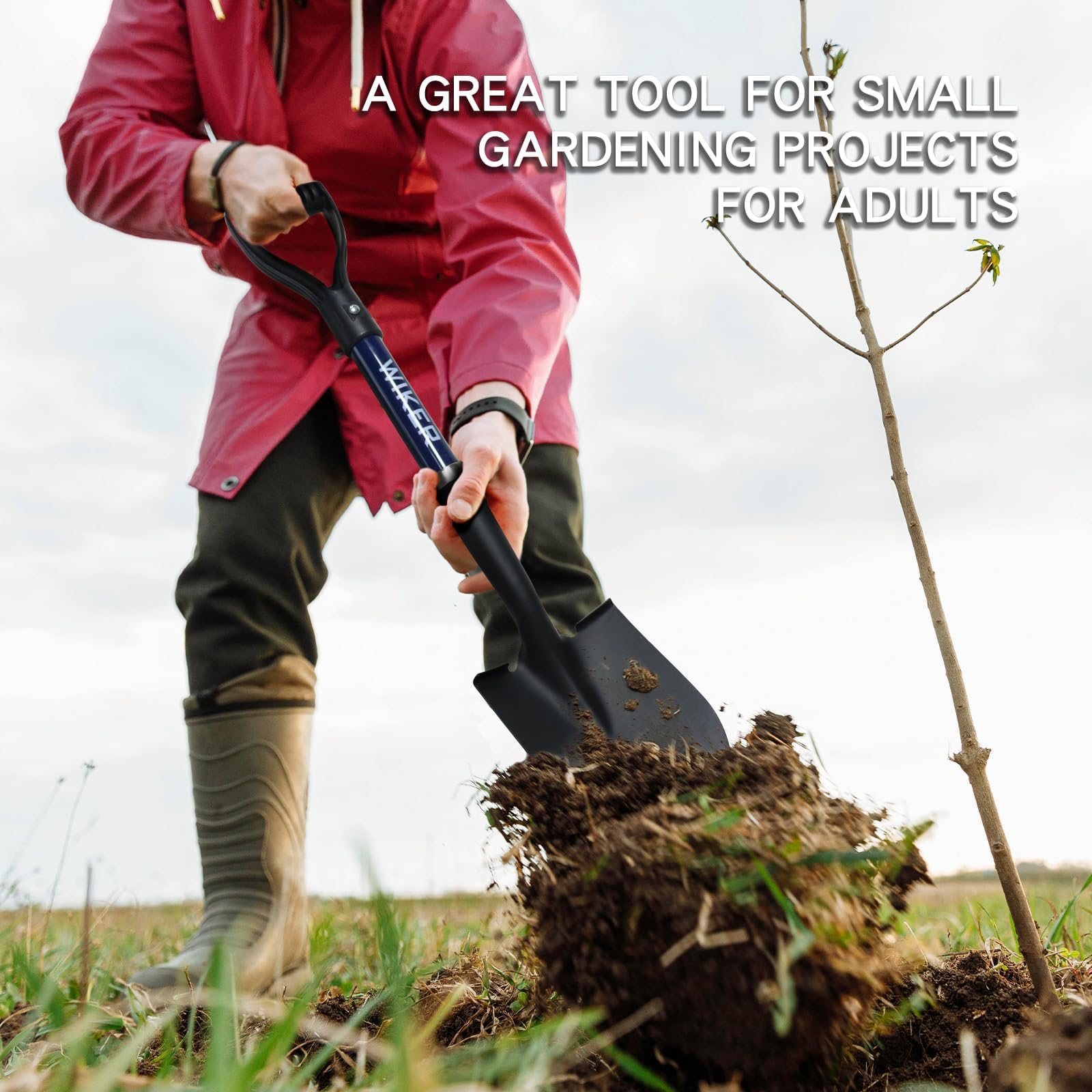 WIKER Kids Shovel versatile outdoor tool for camping and quick digs.