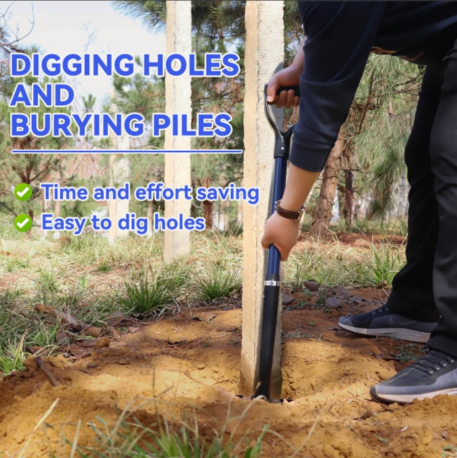 WIKER spade shovel fiberglass handle offers weatherproof durability.