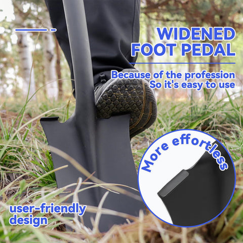 WIKER spade shovel manganese steel blade with anti-corrosion coating.