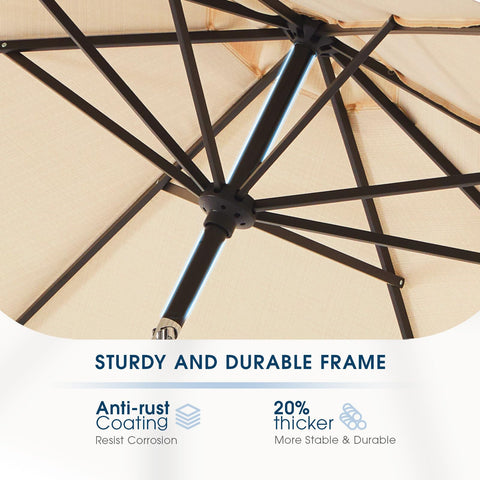 Wikiwiki 9 ft umbrella 8-ribs sturdy frame adds stability.