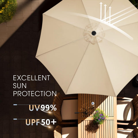 Wikiwiki 9 ft patio umbrella crank tilt enables easy adjustment.