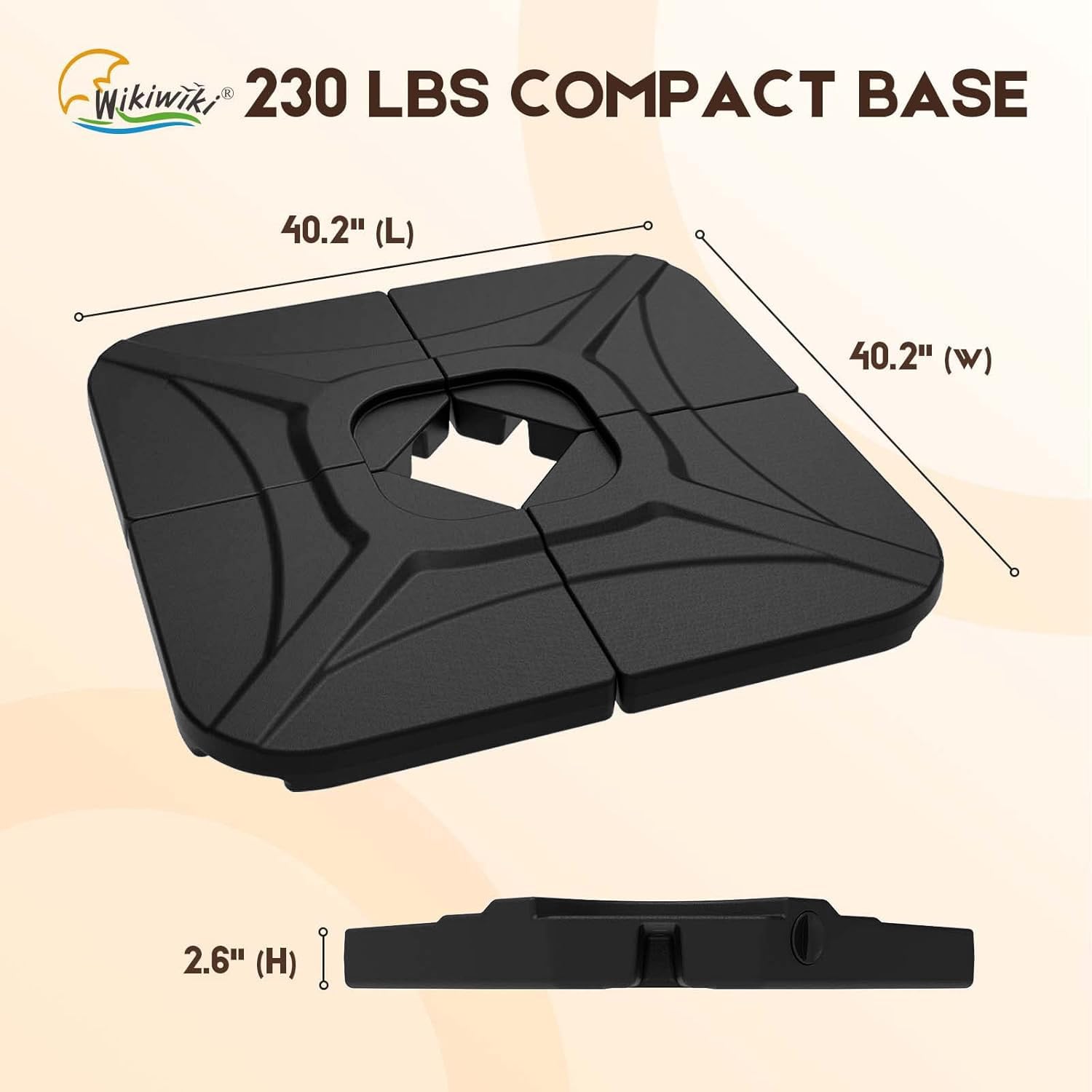 Wikiwiki base 40.2-inch square footprint demonstrates compact anchoring