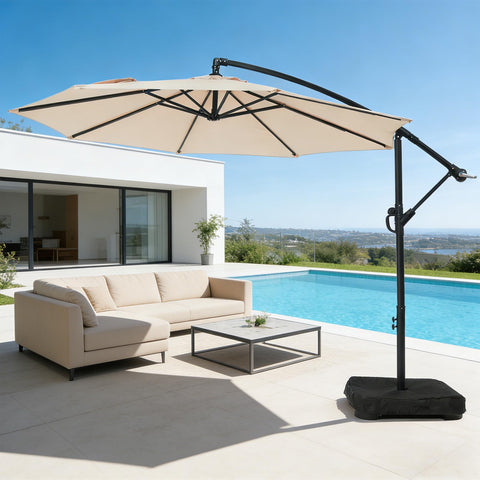 Wikiwiki beige outdoor umbrella complements patios and pool areas with timeless style.