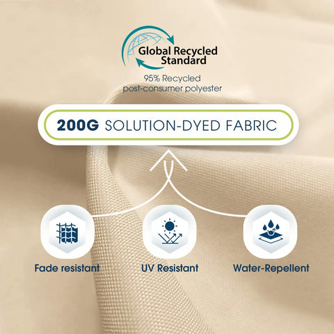 Wikiwiki eco-friendly canopy made from recycled polyester minimizes environmental impact.
