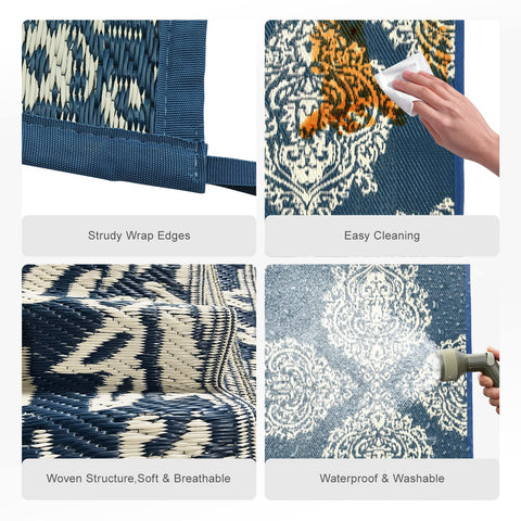 WikiWiki outdoor rug easy to clean with wipe or rinse