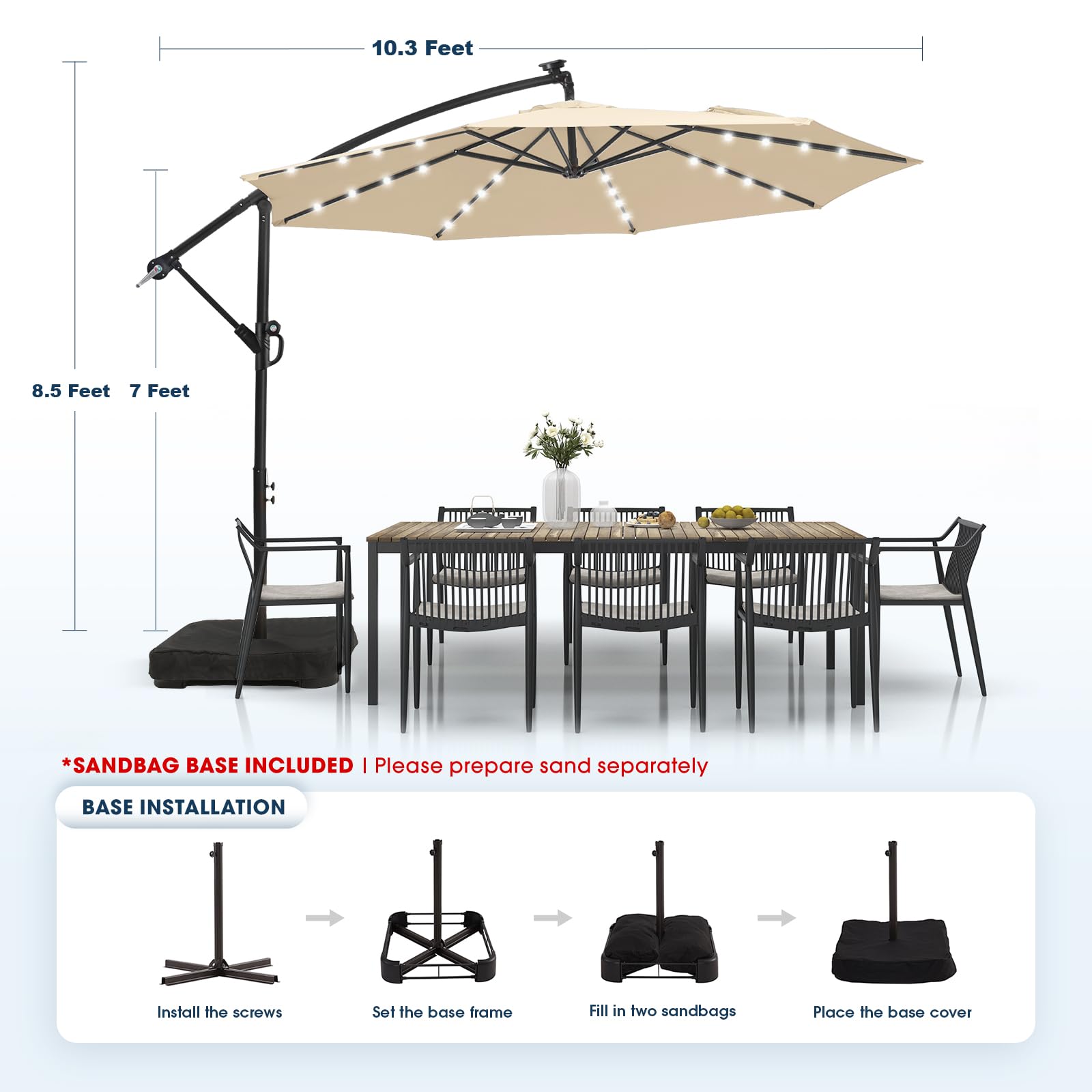 Wikiwiki sandbag base up to 80 lbs for stable outdoor setup