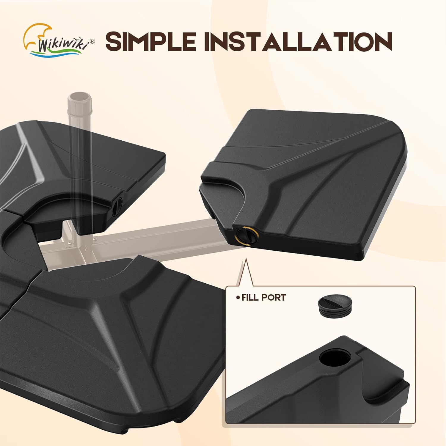 Wikiwiki umbrella base fill spouts illustration for water or sand filling