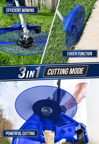 Wild Badger Power 10-inch brush cutter blade in use for thick brush.