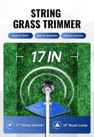 Wild Badger Power 17-inch trimmer head ready for clean lawn edges.
