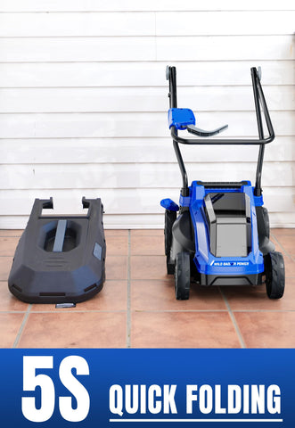 Wild Badger Power 40V 14in lawn mower mulch option shows mulch-ready discharge.