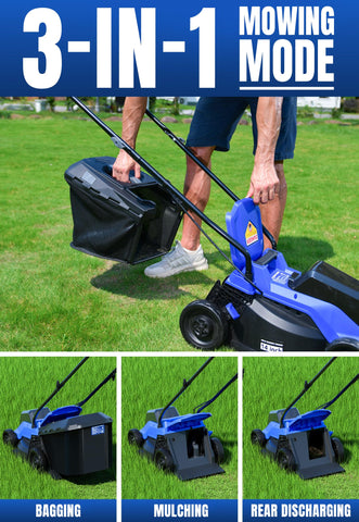 Wild Badger Power 40V 14in lawn mower side profile emphasizes portability for small yards.