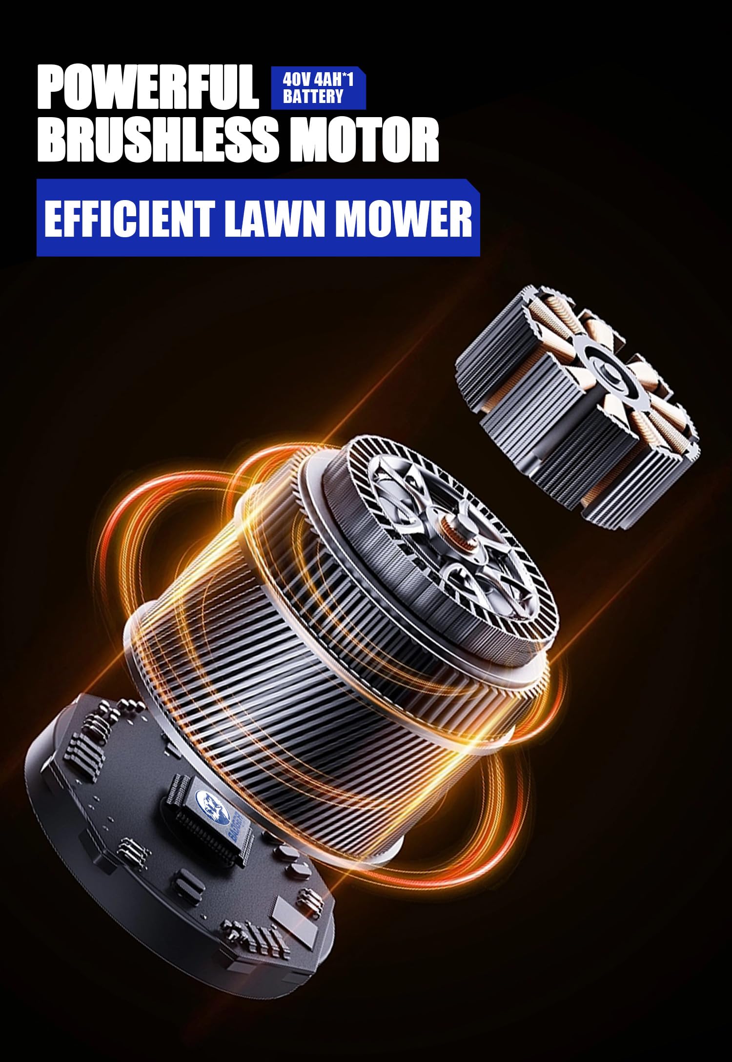 Wild Badger Power 40V 18-inch mower bagging system in action.