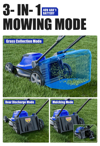 Wild Badger Power 40V 18-inch mower with battery and fast charger.