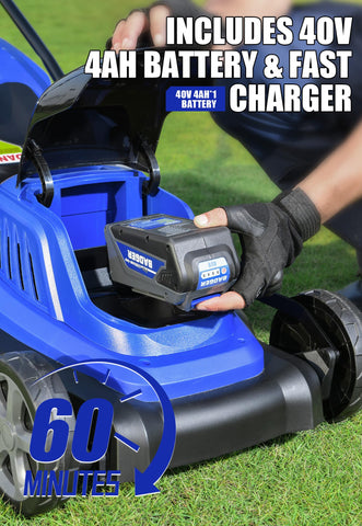 Wild Badger Power 40V 18-inch mower side profile, light to push.