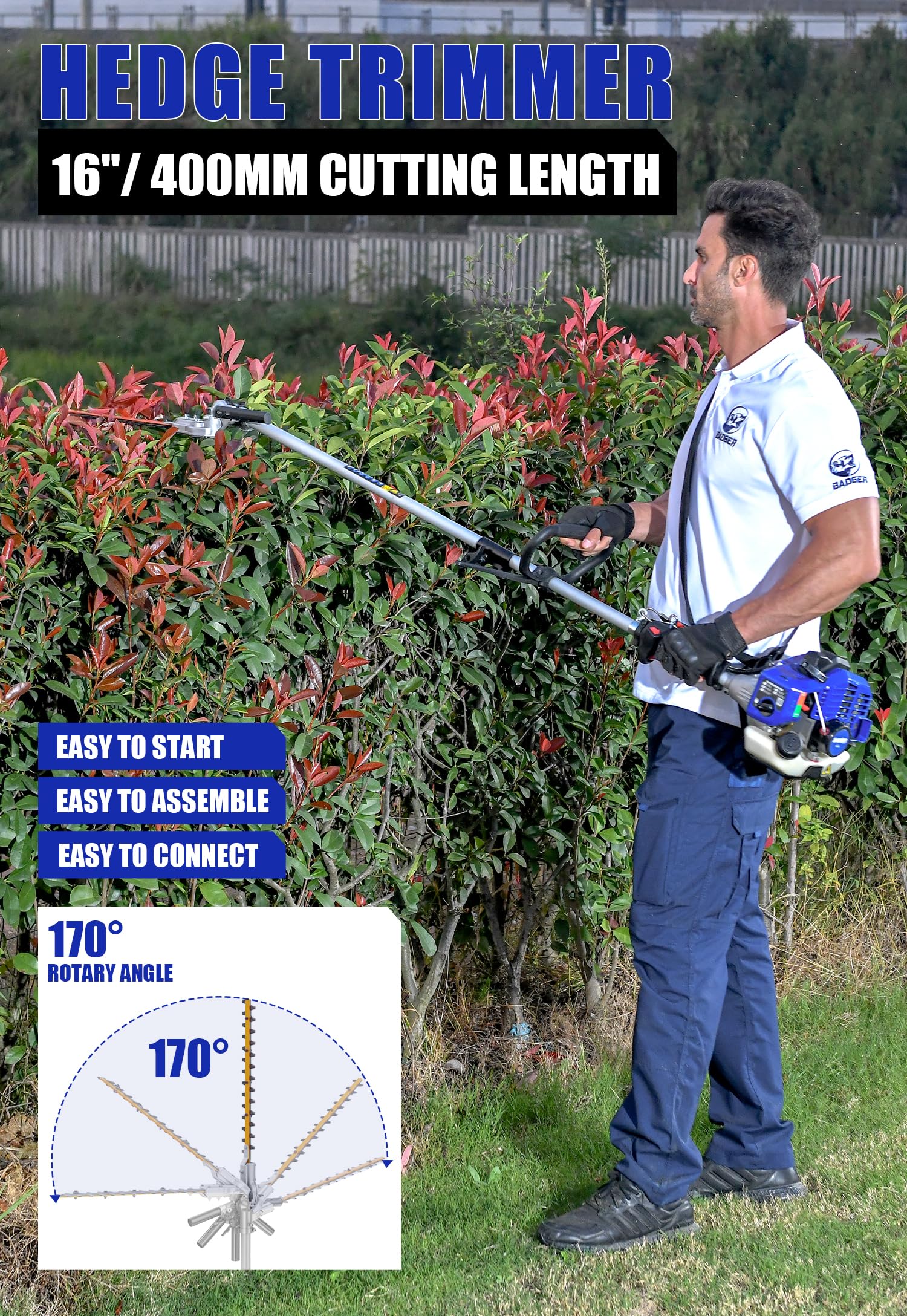 Wild Badger Power 4-in-1 multitool attachments enabling quick tool changes for versatile yard work.