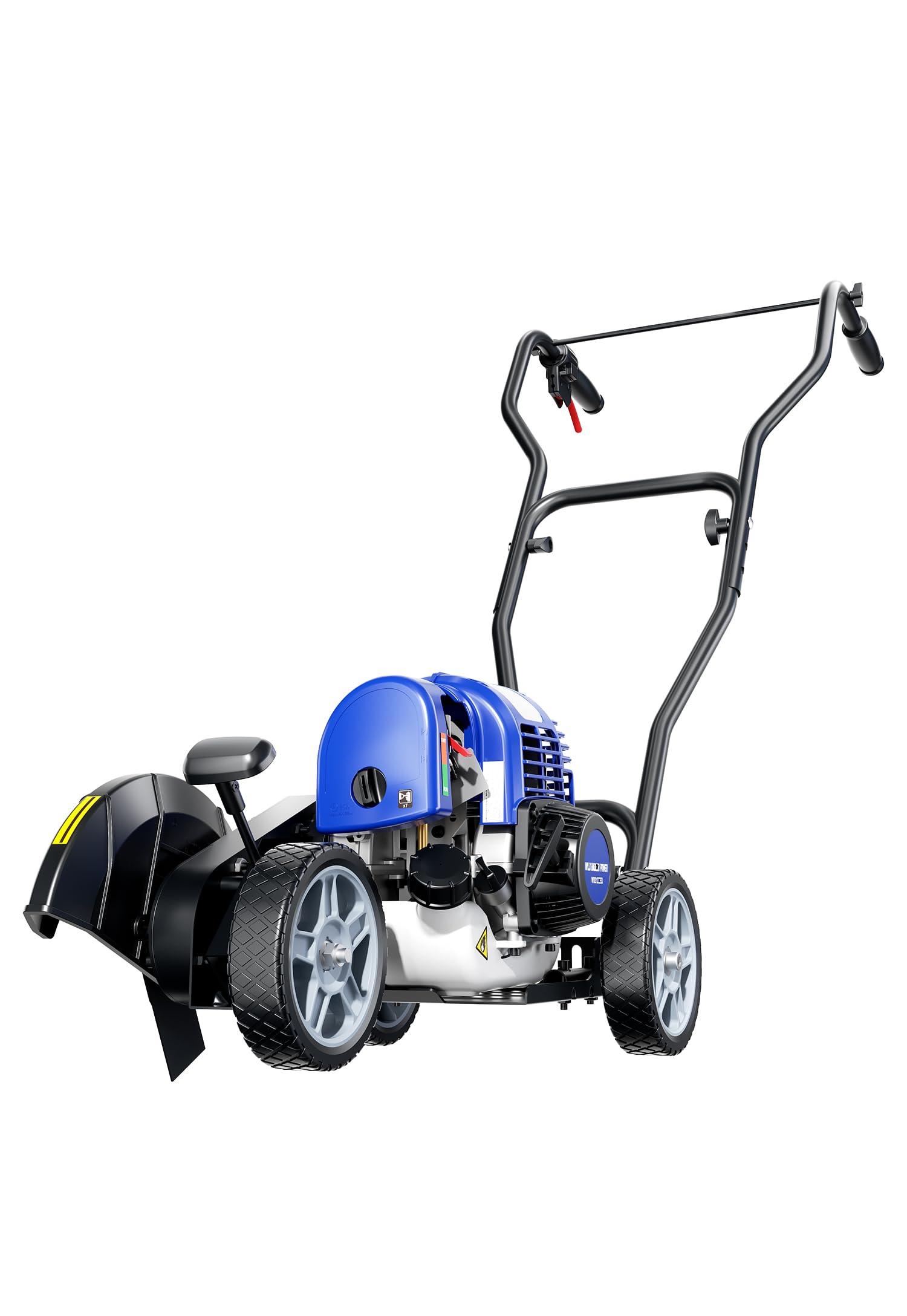 Wild Badger Power sidewalk edger blue front view enables precise edging