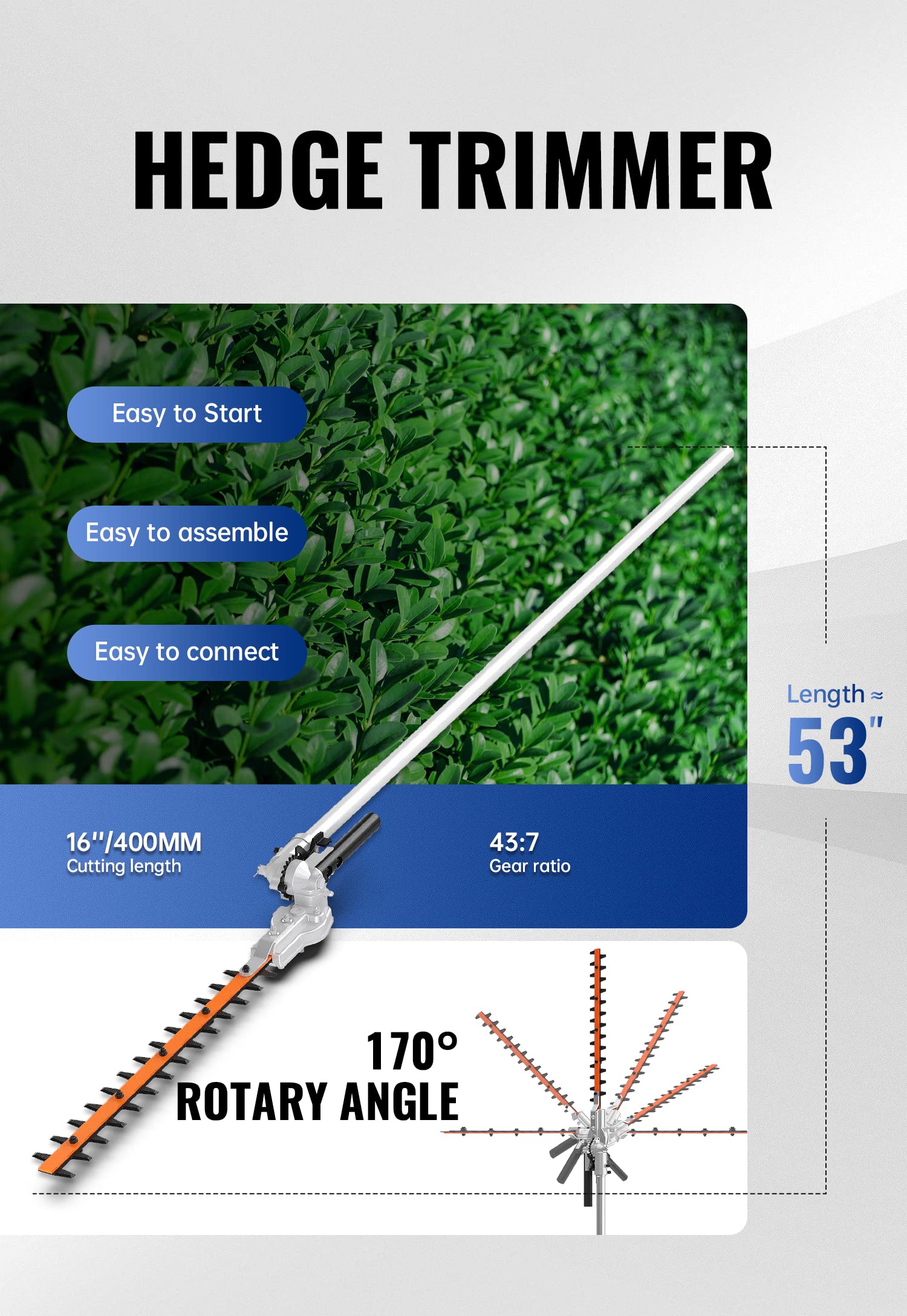 Wild Badger Power Sunseeker 53-inch reach shaft extends your reach without ladders.