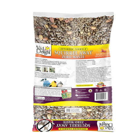 Wild Delight Advanced Formula seed blend in feeder, supports diverse wild birds