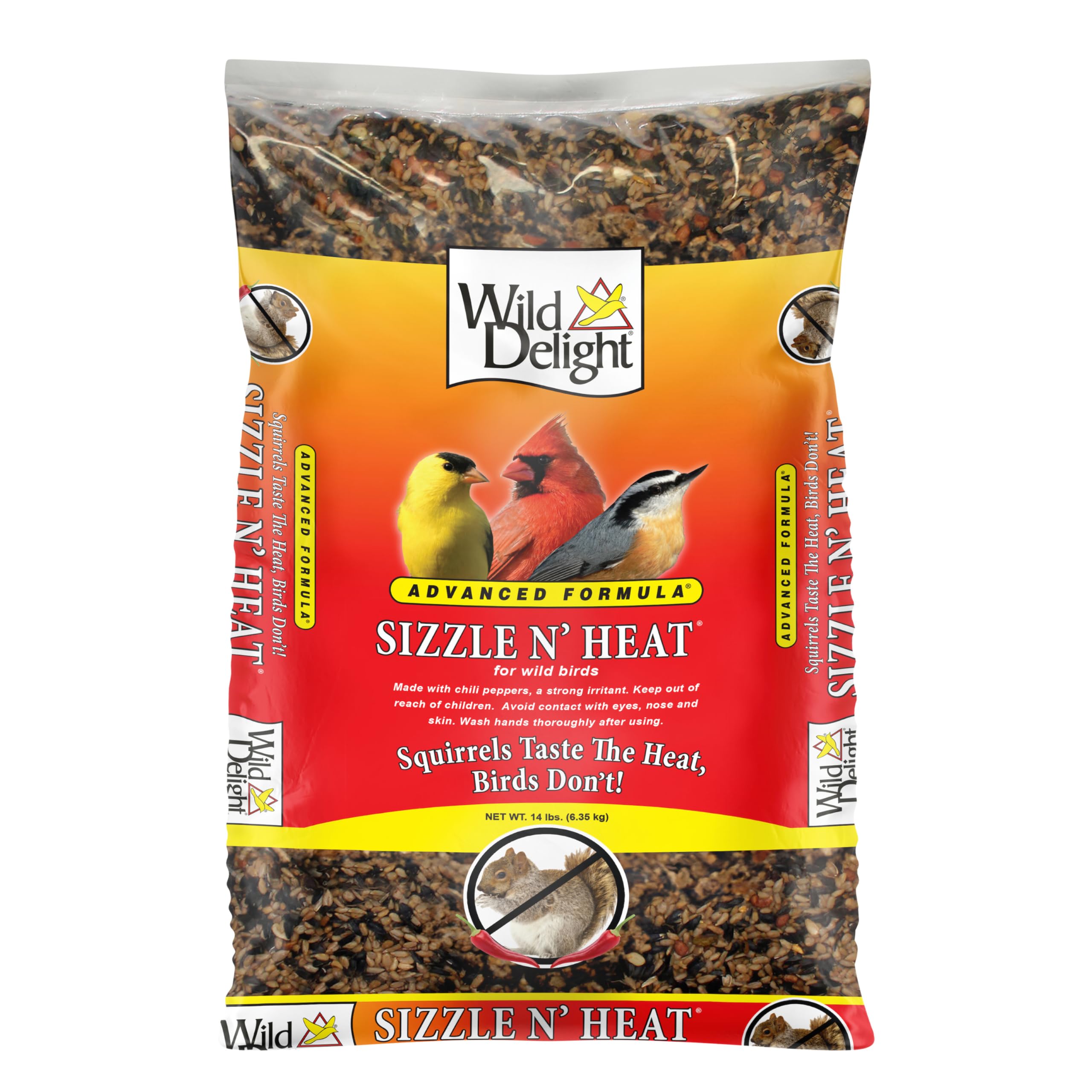 Wild Delight Sizzle N' Heat on a feeder scene attracting colorful backyard birds.