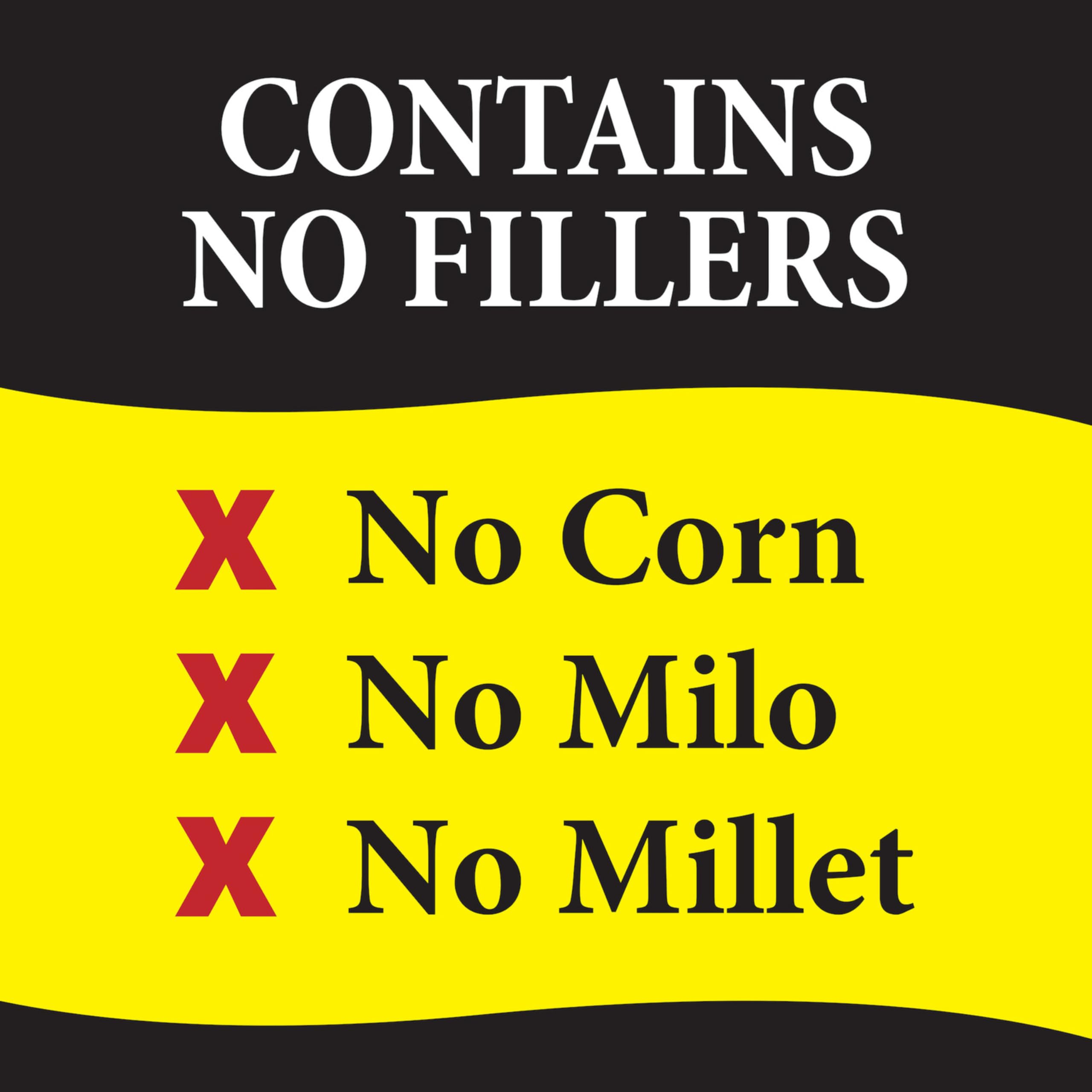 No corn or milo packaging emphasizes a cleaner feeding experience.