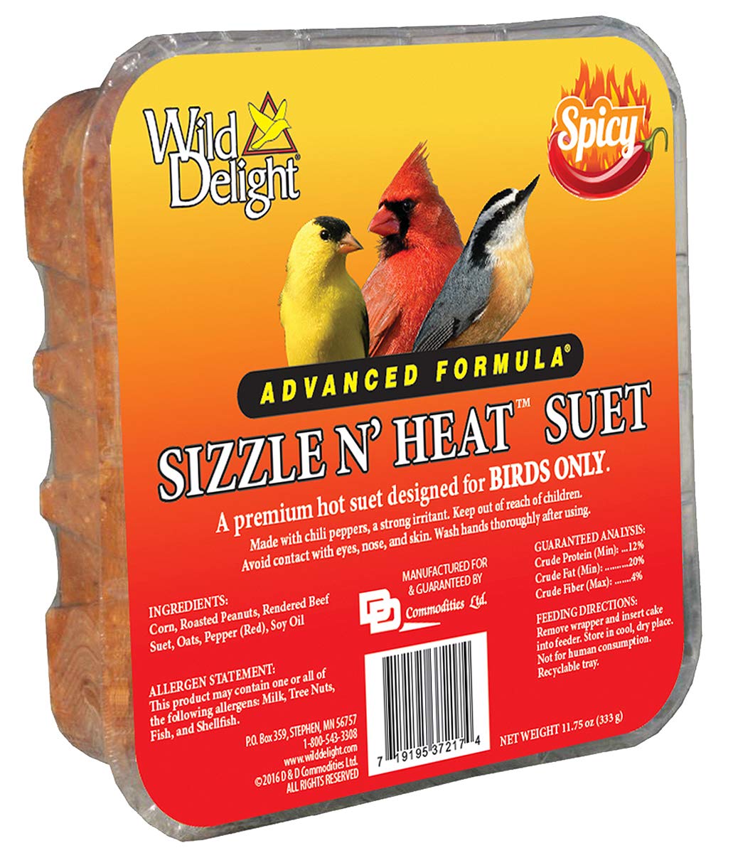 Wild Delight Sizzle N Heat spicy suet block for birds boosts energy and attracts woodpeckers