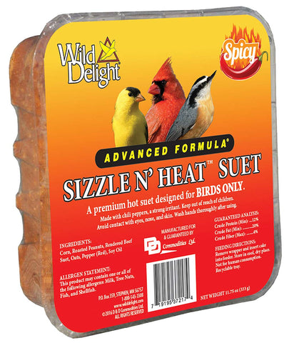 Wild Delight Sizzle N Heat spicy suet block for birds boosts energy and attracts woodpeckers