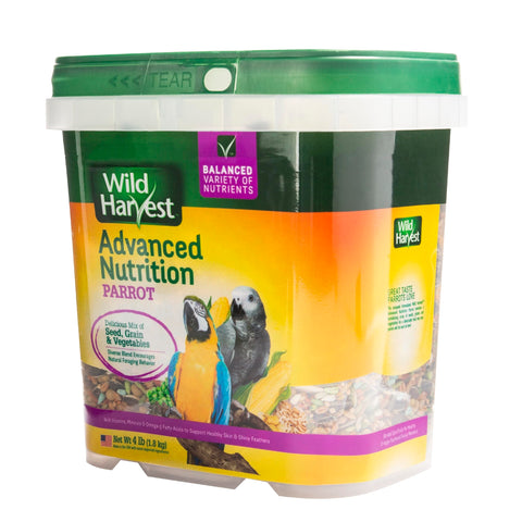 Wild Harvest Advanced Nutrition Parrot Daily Portion Guide shows suggested serving sizes