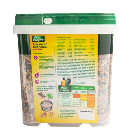 Wild Harvest Advanced Nutrition Parrot Vegetable Mix displays colorful produce for essential vitamins