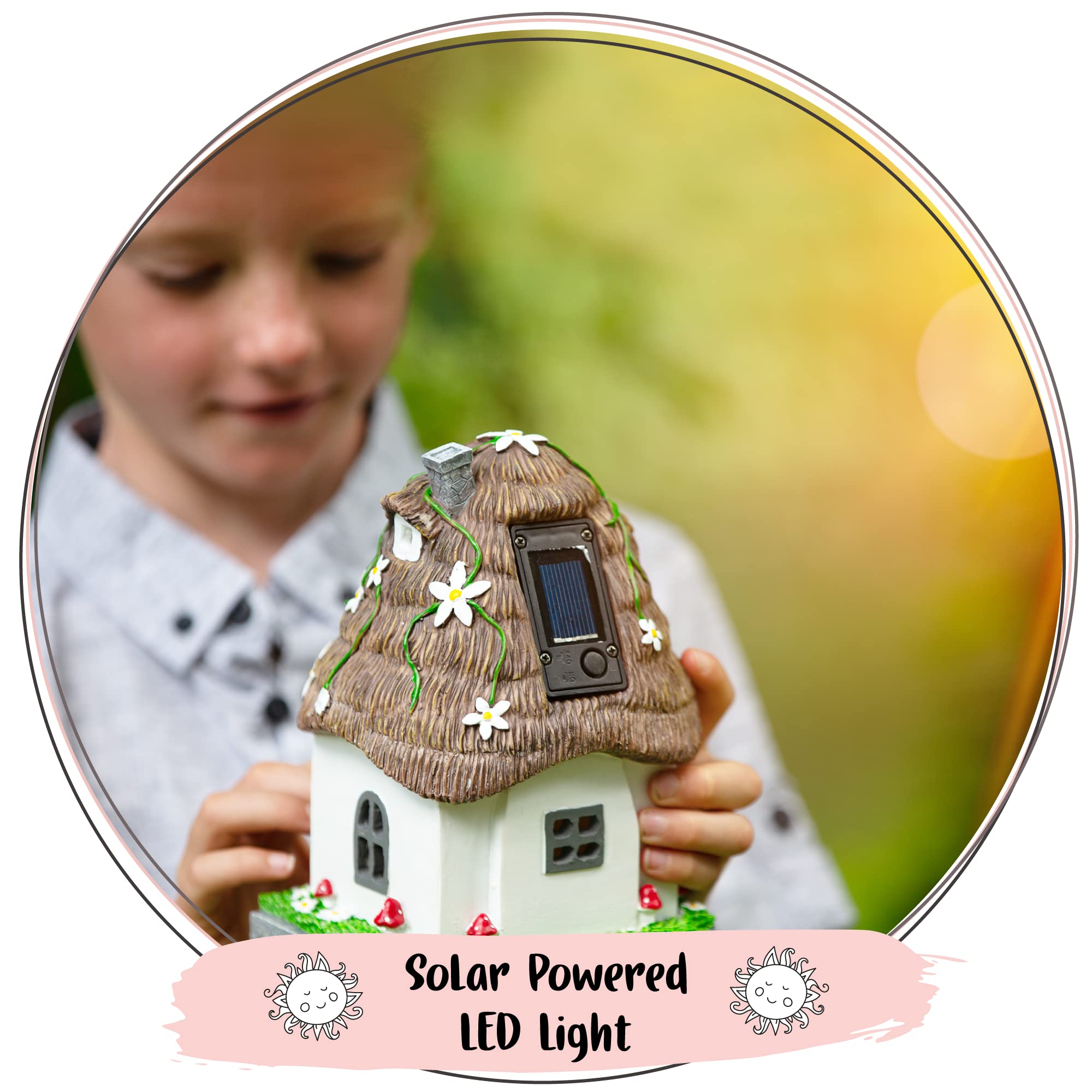 WILD PIXY Fairy House glowing at dusk for cozy outdoor evenings.