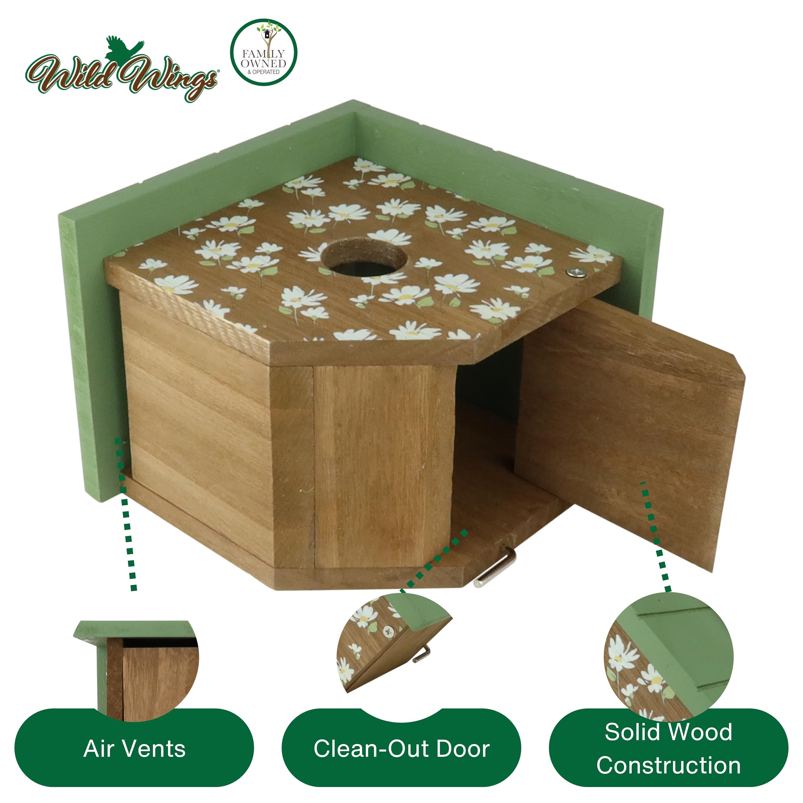 Wild Wings Springwood Daisy wren house ventilation vents promote healthy air inside