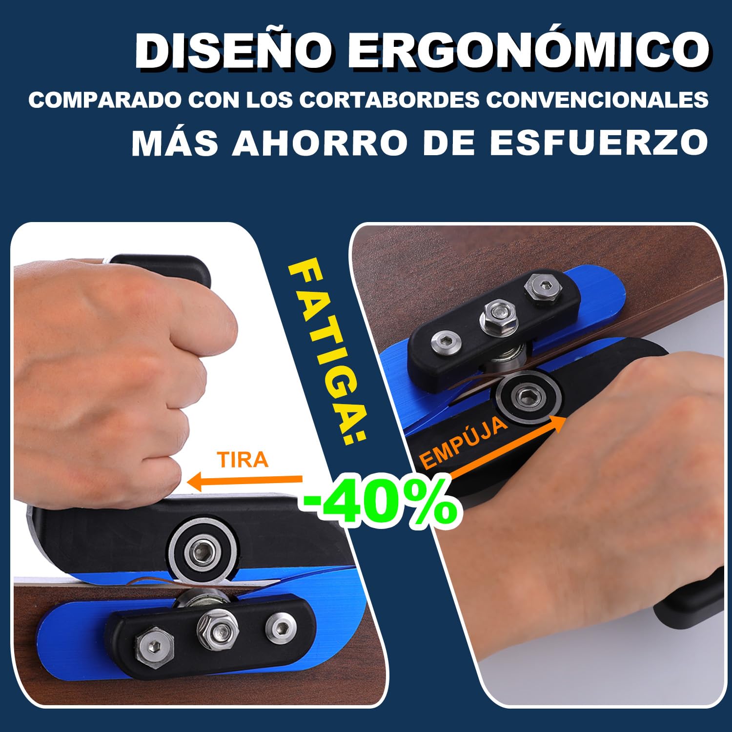 WildBossy Edge Banding Cutter ergonomic push-pull grip reduces fatigue during long sessions.