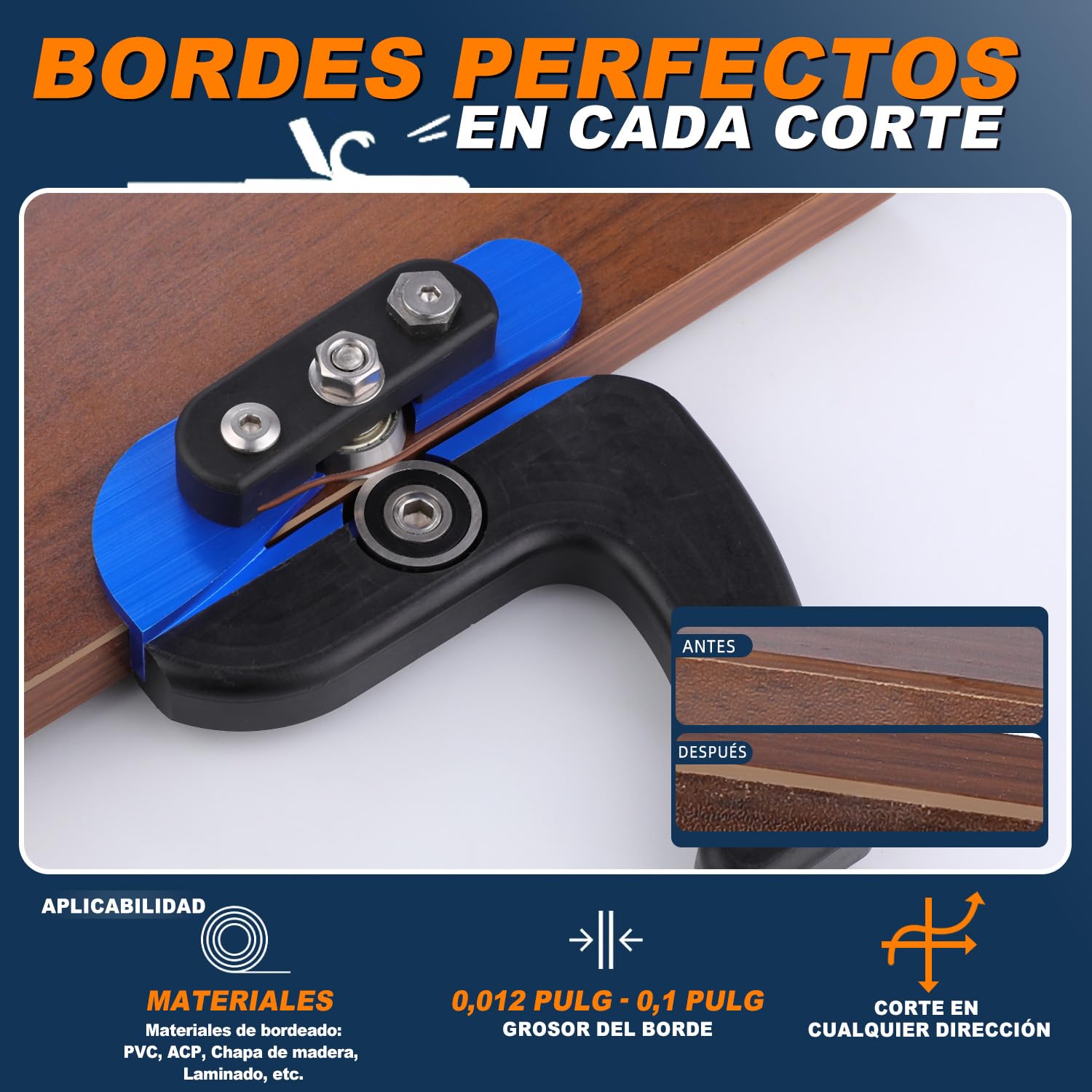 WildBossy Edge Banding Cutter delivers a flawless surface by counteracting vibrations and blade swing.