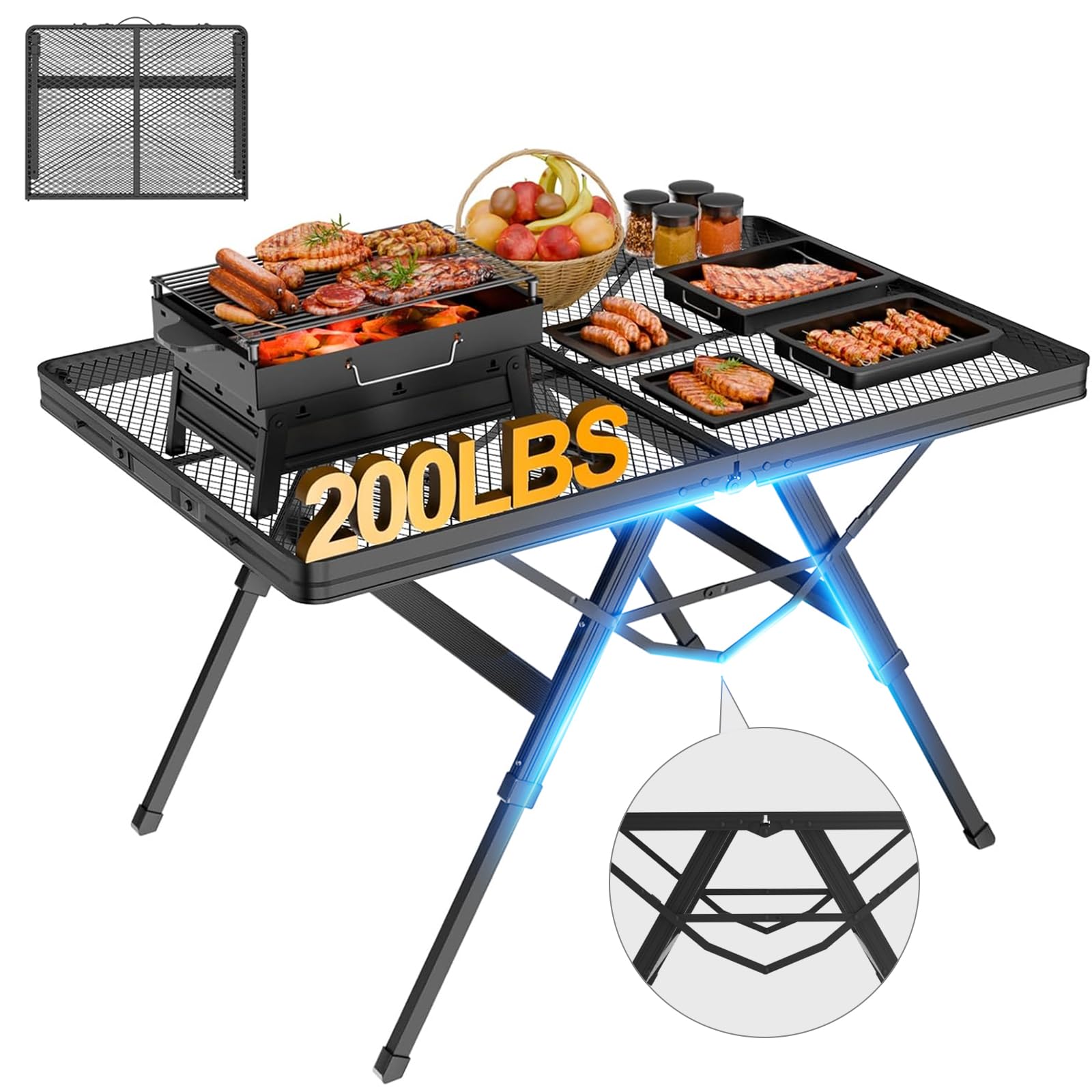 WildFinder 3ft folding grill table top offering a stable outdoor grilling surface
