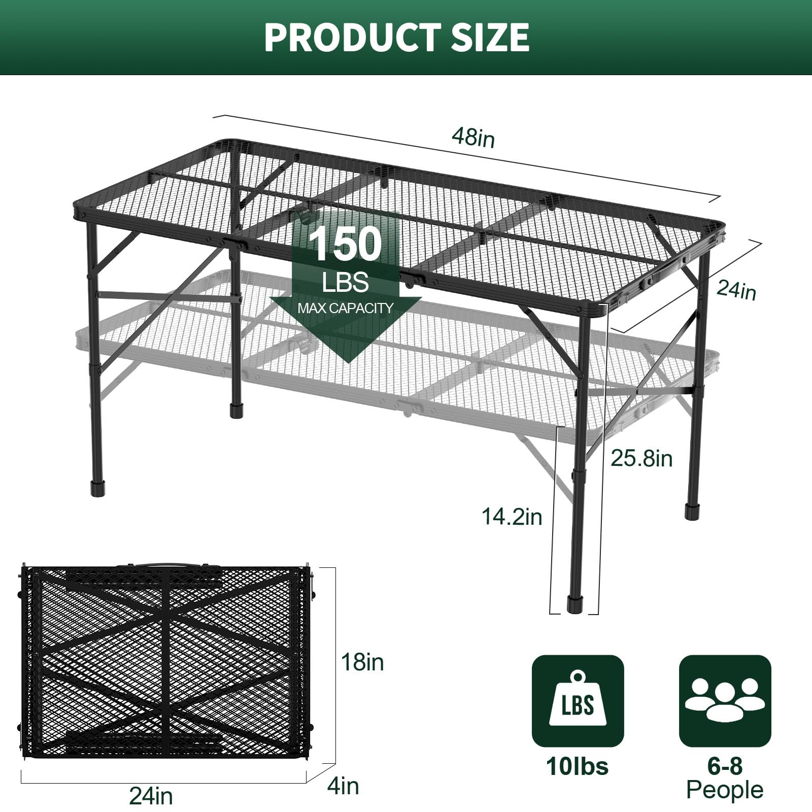 WildFinder adjustable-height table adapts from seated to standing grilling prep.