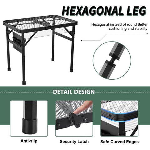 Height-adjustable WildFinder table adapts for standing or seated use.