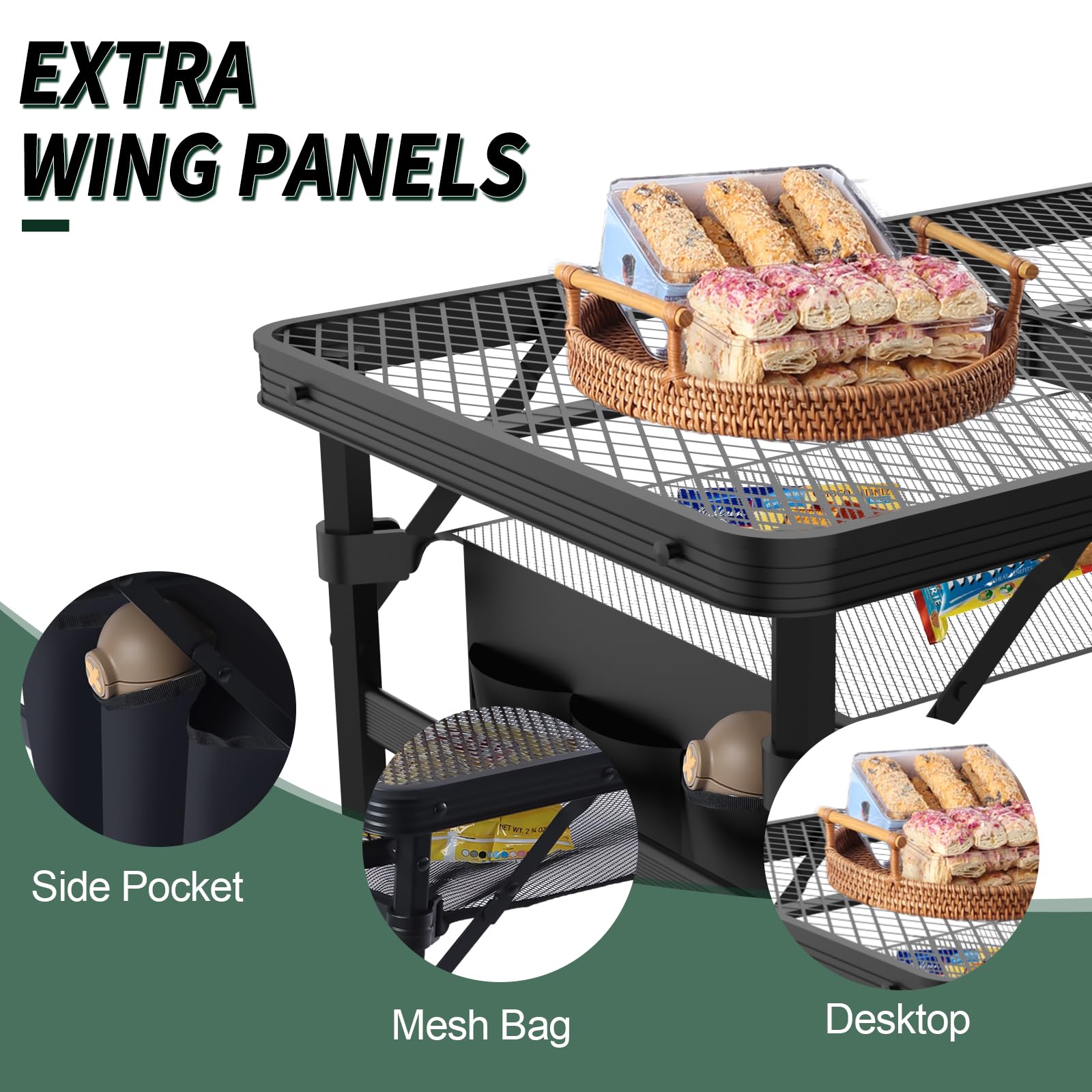 In-use on the beach, WildFinder table supports grill and snacks.