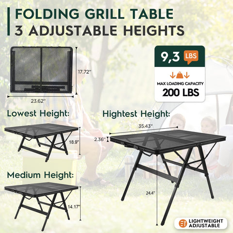 WildFinder folding table legs extended for adjustable height outdoors
