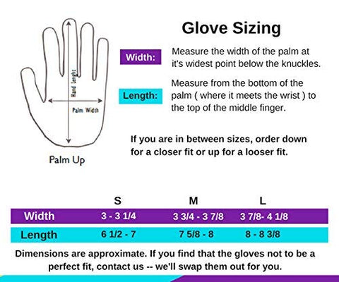 WILDFLOWER Tools purple pair with green cuff helps quick size identification.